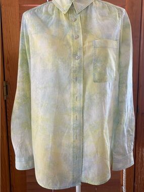 Pilcro and the Letterpress for Pastel Green and Yellow Tie-Dye Button-Down Shirt